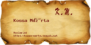 Kossa Márta névjegykártya